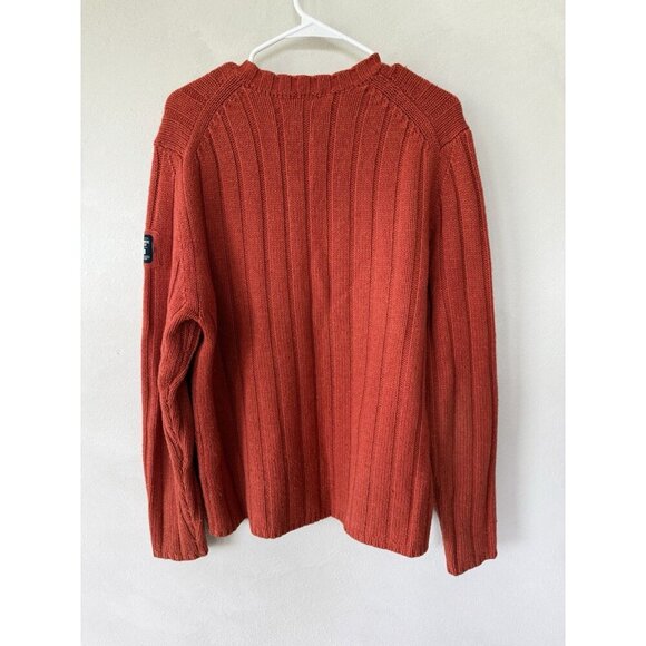 Abercrombie Fitch Vintage 100% Wool Sweater Pullover Men XL Casual Preppy Orange - Picture 3 of 4